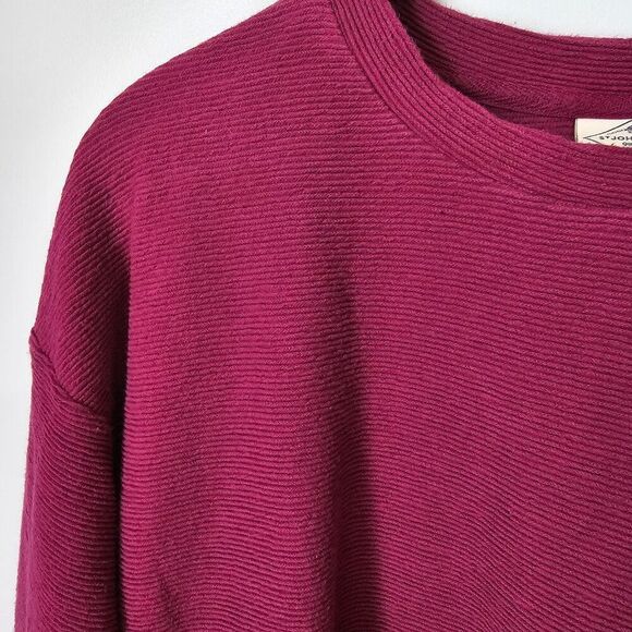 EUC ST JOHN'S BAY MAGENTA RIBBED CREW NECK BOXY PULLOVER SZ L - Picture 10 of 15